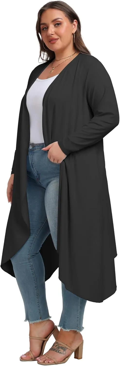 OLRIK Plus Size Cardigan for Women Trendy Lightweight Fall Clothes Long Duster Cardigans for Women with Pockets
