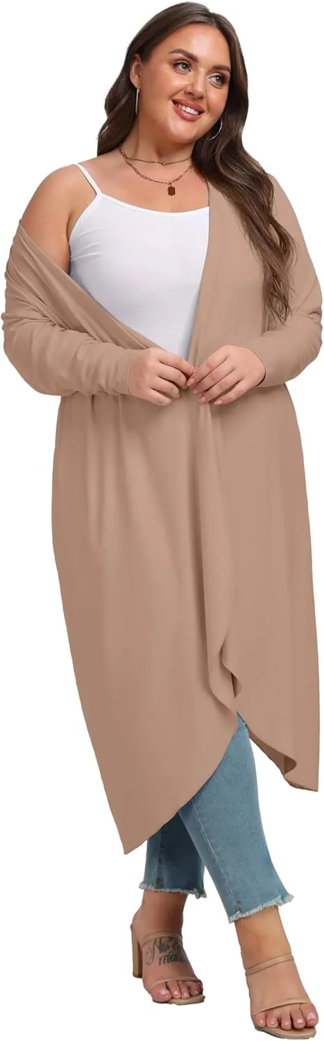 OLRIK Plus Size Cardigan for Women Trendy Lightweight Fall Clothes Long Duster Cardigans for Women with Pockets