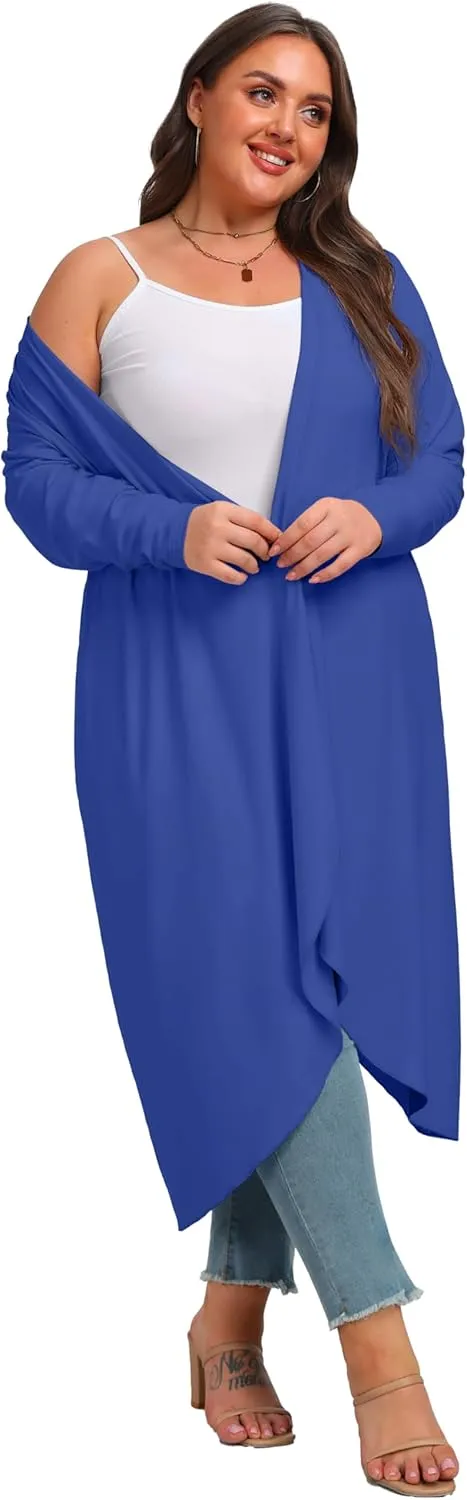 OLRIK Plus Size Cardigan for Women Trendy Lightweight Fall Clothes Long Duster Cardigans for Women with Pockets