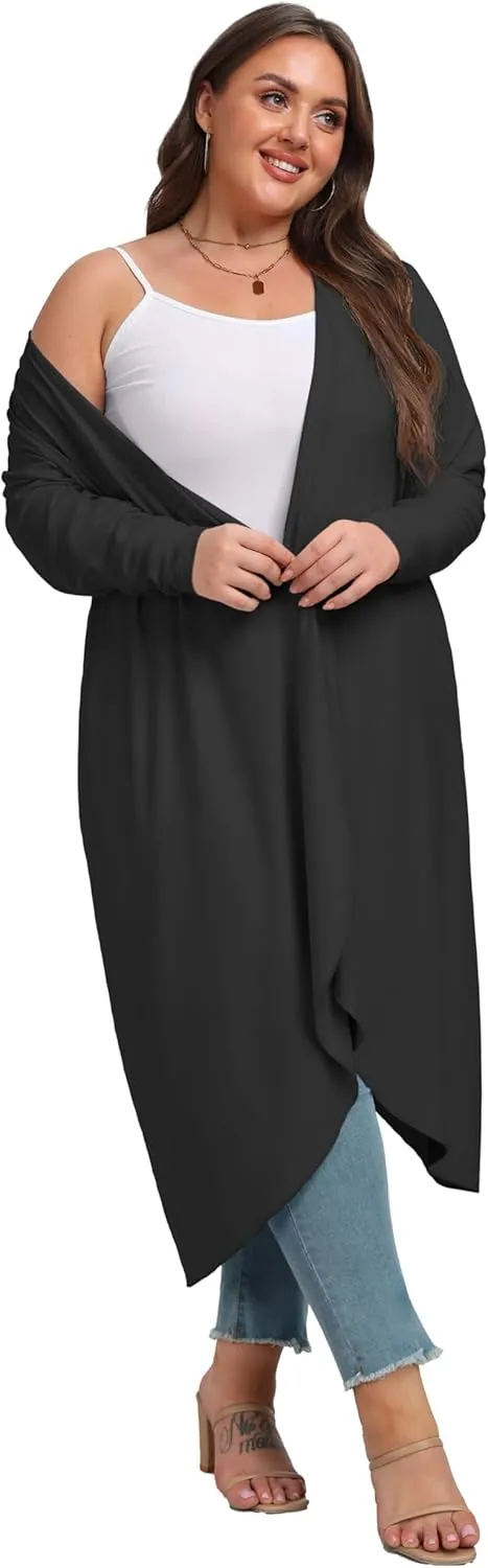 OLRIK Plus Size Cardigan for Women Trendy Lightweight Fall Clothes Long Duster Cardigans for Women with Pockets