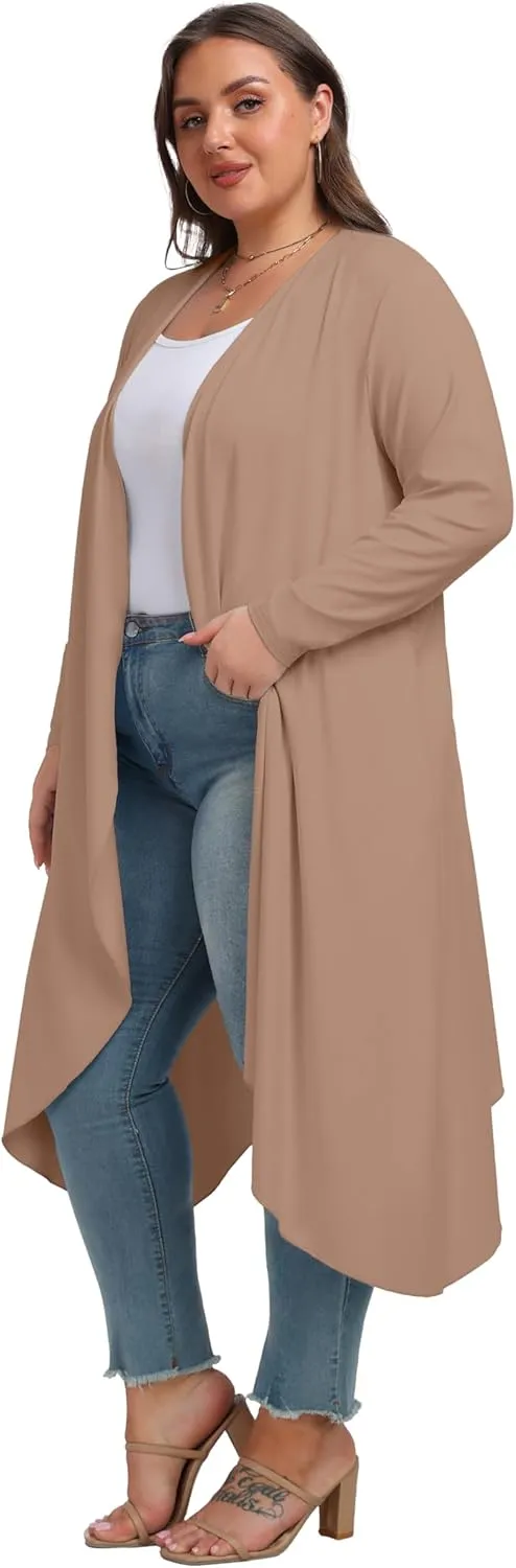 OLRIK Plus Size Cardigan for Women Trendy Lightweight Fall Clothes Long Duster Cardigans for Women with Pockets