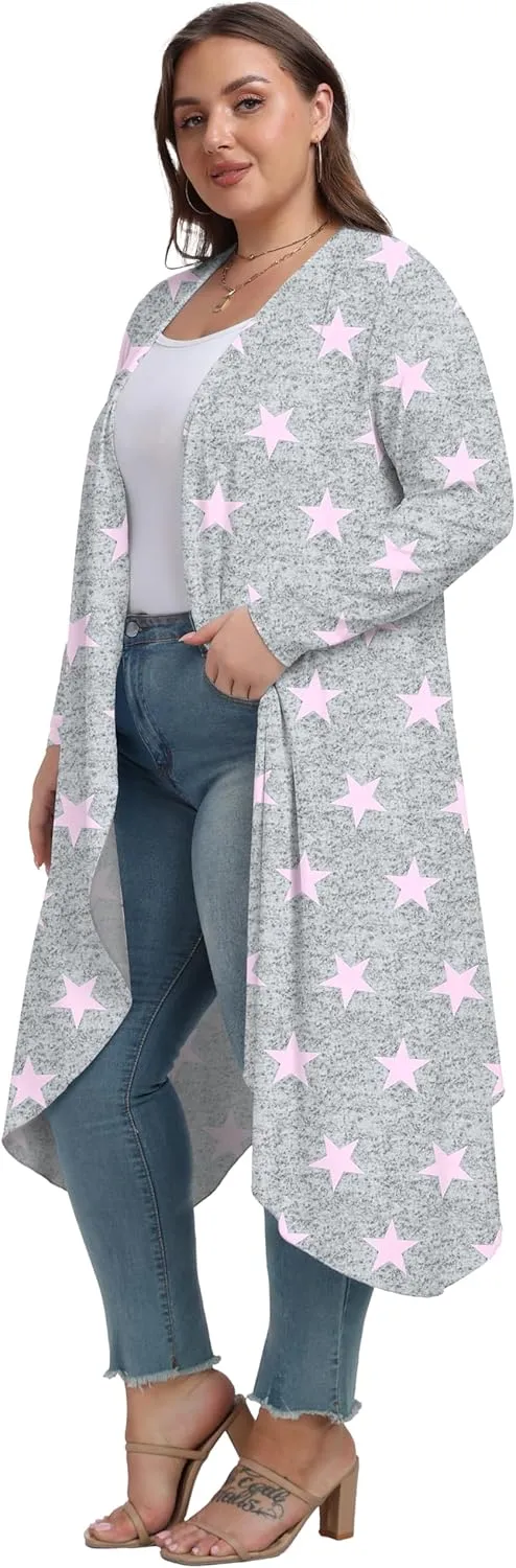 OLRIK Plus Size Cardigan for Women Trendy Lightweight Fall Clothes Long Duster Cardigans for Women with Pockets