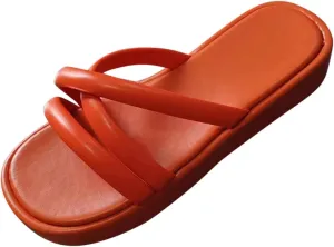 Orange Platform Sandals Fashion Summer Comfortable Slip on Sandal Casual Beach Workout Footwear Shoes