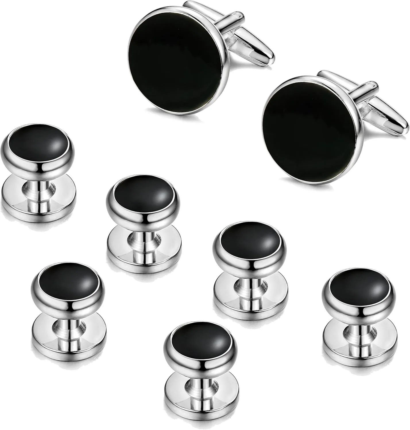 ORAZIO Cuff Links Mens Stainless Steel Cuff Links and Studs Set Gold Black Cufflinks for Men Tuxedo Studs Buttons for Formal Kit Business or Wedding Shirts