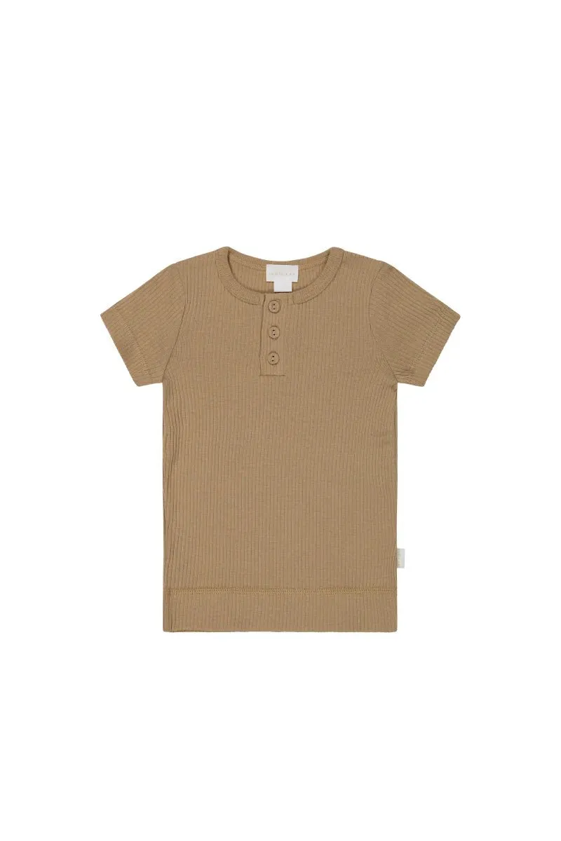 Organic Cotton Modal Henley Tee - Honeycomb