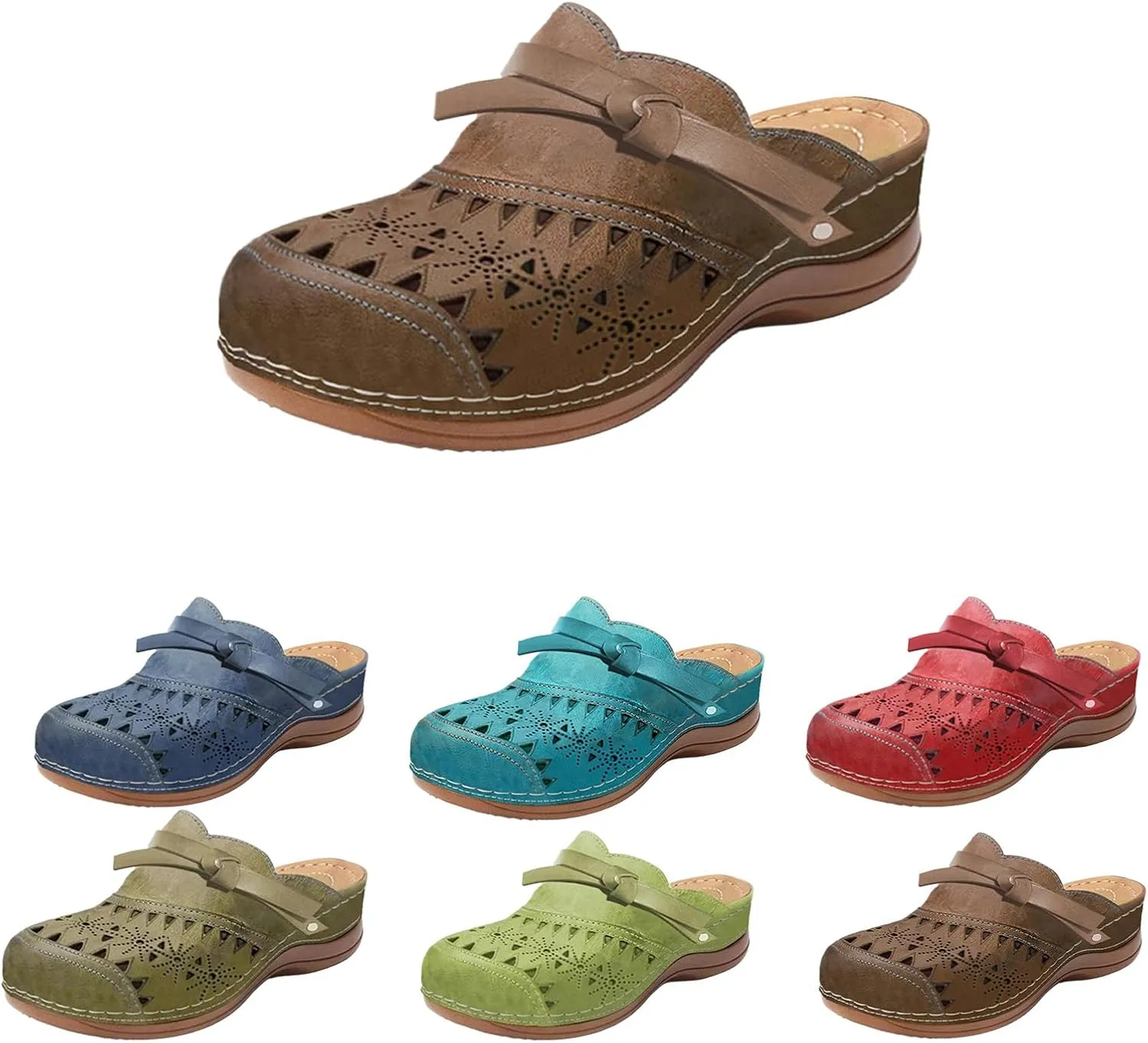 Orthopedic Platform Sandals for Women 2025 Trendy Closed Toe Comfortable Arch Support Wedge Sandals Soft Leather Hollow out Beach Walking Hiking Slippers