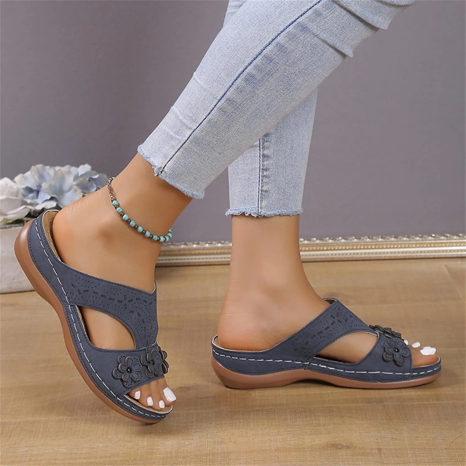 Orthopedic Sandals For Women Arch Support 2024 Flip Flops Soft Summer Beach Shoes Dressy Comfortable Orthotic Slides Slippers