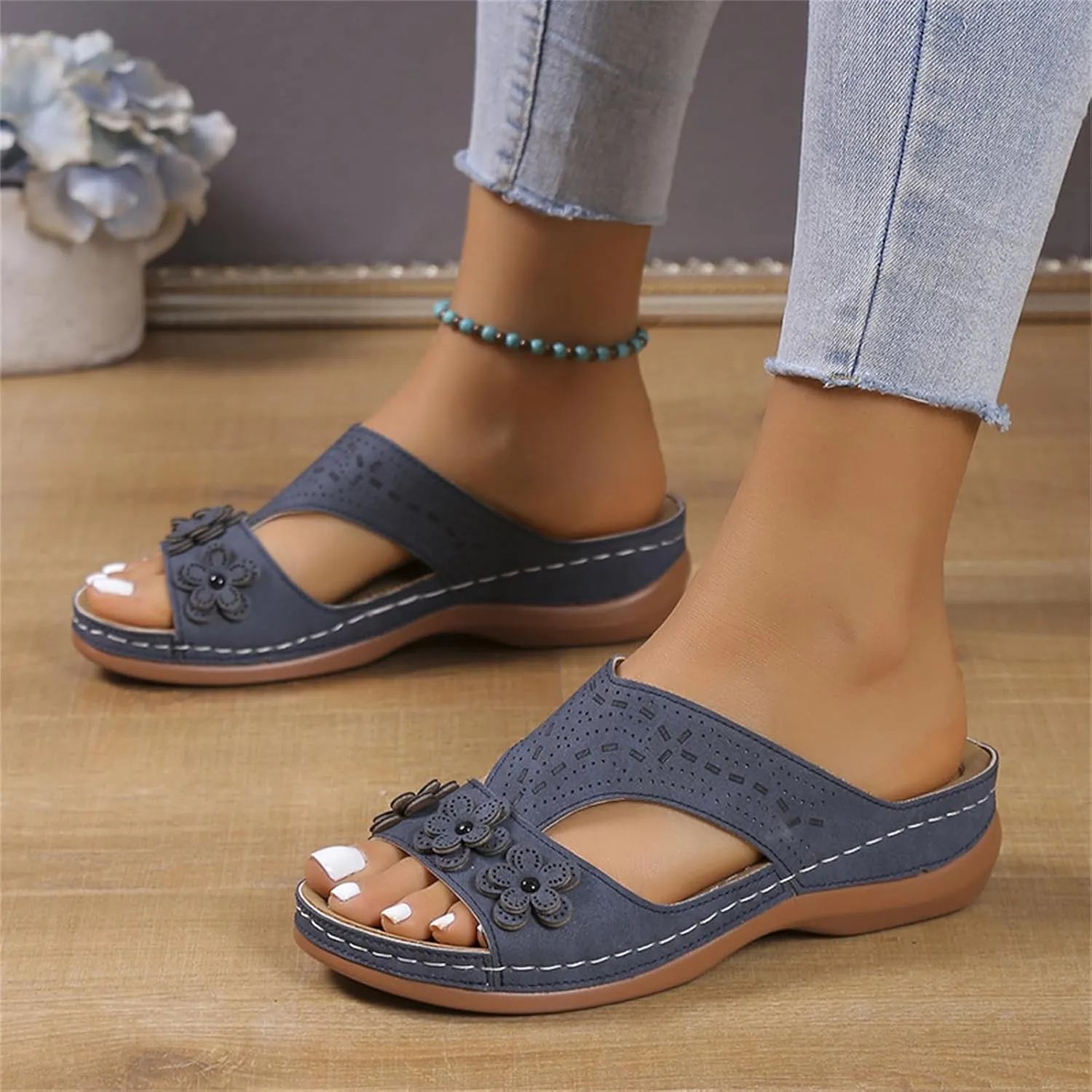 Orthopedic Sandals For Women Arch Support 2024 Flip Flops Soft Summer Beach Shoes Dressy Comfortable Orthotic Slides Slippers