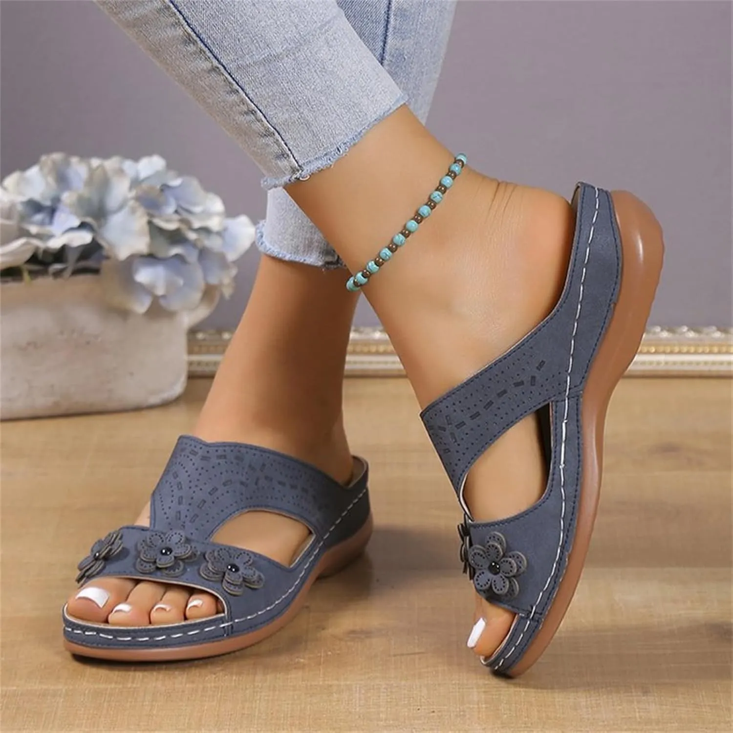 Orthopedic Sandals For Women Arch Support 2024 Flip Flops Soft Summer Beach Shoes Dressy Comfortable Orthotic Slides Slippers