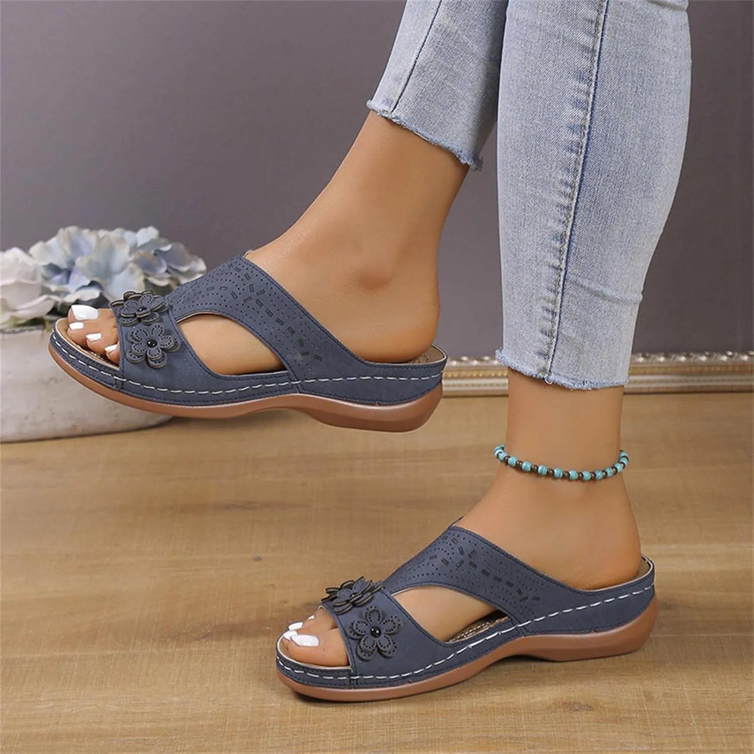 Orthopedic Sandals For Women Arch Support 2024 Flip Flops Soft Summer Beach Shoes Dressy Comfortable Orthotic Slides Slippers