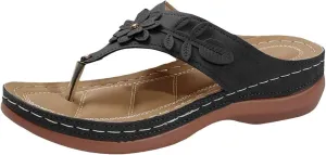 Orthopedic Sandals for Women Arch Support Sandals Women's Open Toe Platform Flip Flops, Clip Toe Flower Decoration Silppers Comfortable Beach Slip on Silppers All Day Comfort