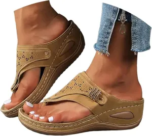 Orthopedic Sandals for Women, Women Dressy Summer Comfortable Wedge Sandals Wide Width Wedges Slip On Flip Flops