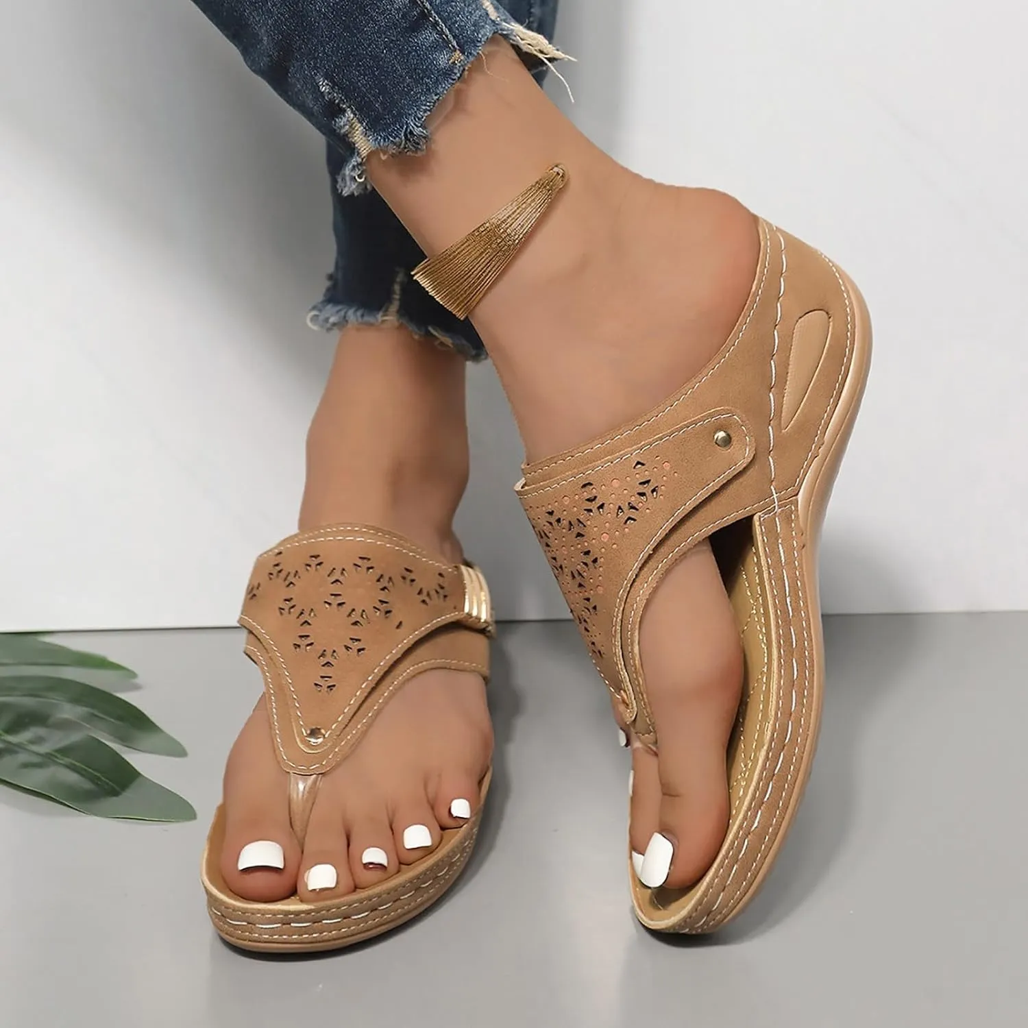 Orthopedic Sandals for Women, Women Dressy Summer Comfortable Wedge Sandals Wide Width Wedges Slip On Flip Flops