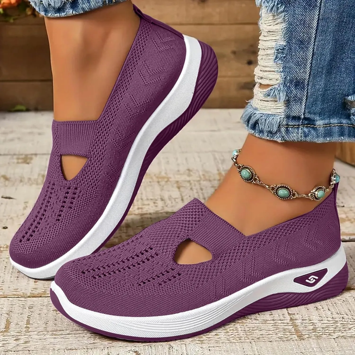 Orthopedic Shoes for Women with Arch Support Non-Slip Sneakers Slip On Wide Width Shoes Breathable Walking Shoes