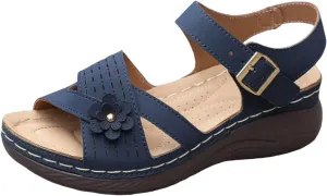 Orthopedic Wedge Sandals for Women Summer Dressy 2025,Strappy Arch Support Flat Wedges Walking Open Toe Ankle Strap Comfortable Platform Slip-On Shoe