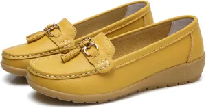 Orthopedic Women Breathable Leather Loafers Slip On Comfortable Walking Shoes for Work Casual Wear with Arch