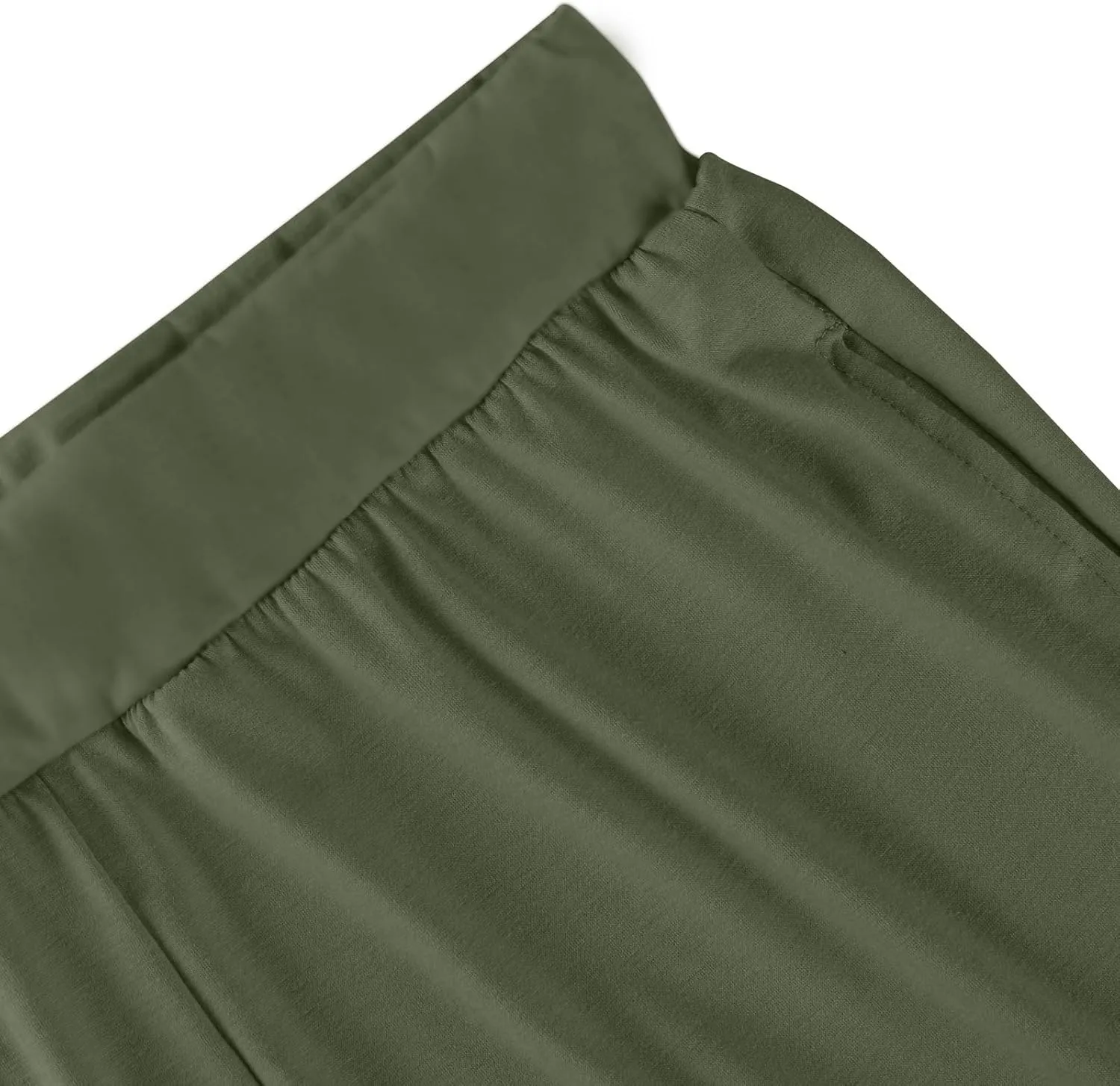 Pants for Women Plus Size Long Wide Leg High Waisted Pants Flowy Pleated Pull On Vacation Trousers with Pockets