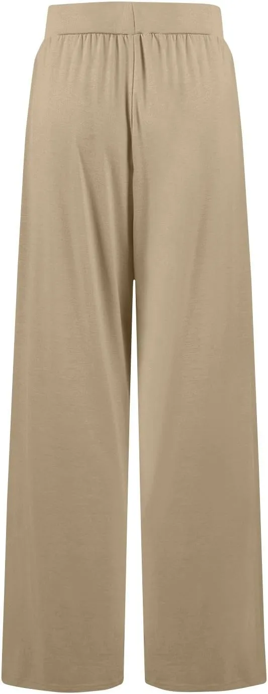 Pants for Women Plus Size Long Wide Leg High Waisted Pants Flowy Pleated Pull On Vacation Trousers with Pockets