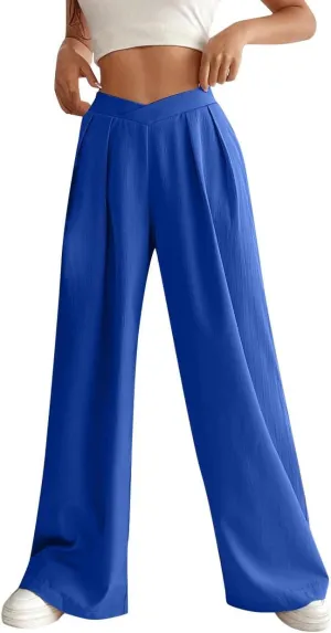 Pants for Women Work Casual Palazzo Pants High Waisted Wide Leg Pants Plus Size Blazer Pants Dressy Pants with Pockets