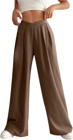 Pants for Women Work Casual Palazzo Pants High Waisted Wide Leg Pants Plus Size Blazer Pants Dressy Pants with Pockets