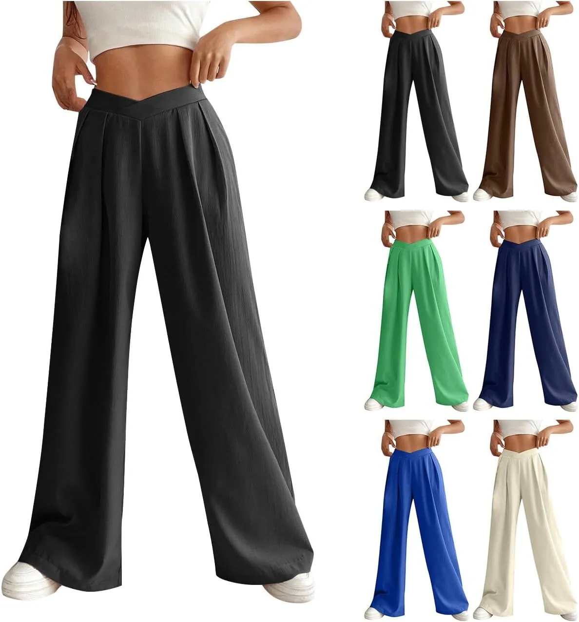 Pants for Women Work Casual Palazzo Pants High Waisted Wide Leg Pants Plus Size Blazer Pants Dressy Pants with Pockets