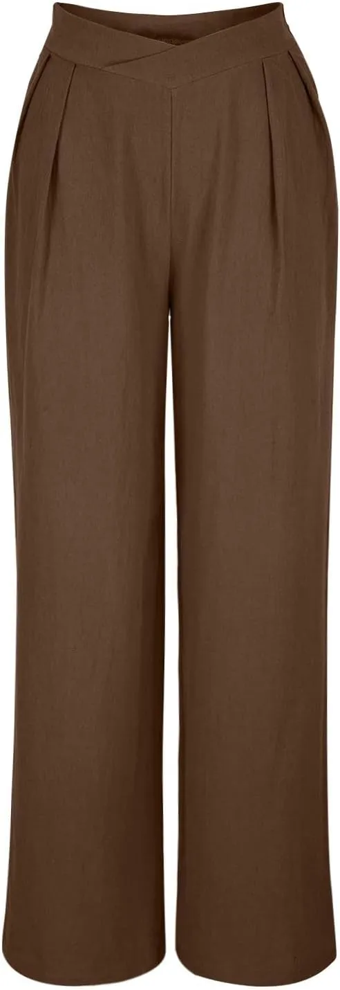 Pants for Women Work Casual Palazzo Pants High Waisted Wide Leg Pants Plus Size Blazer Pants Dressy Pants with Pockets