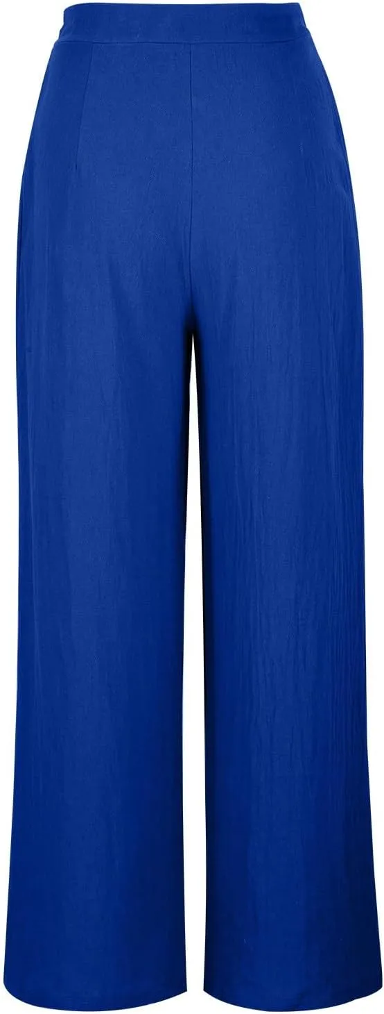 Pants for Women Work Casual Palazzo Pants High Waisted Wide Leg Pants Plus Size Blazer Pants Dressy Pants with Pockets
