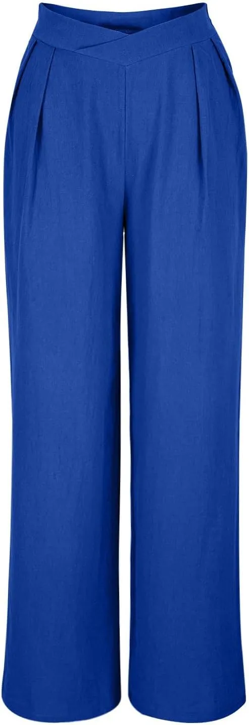 Pants for Women Work Casual Palazzo Pants High Waisted Wide Leg Pants Plus Size Blazer Pants Dressy Pants with Pockets