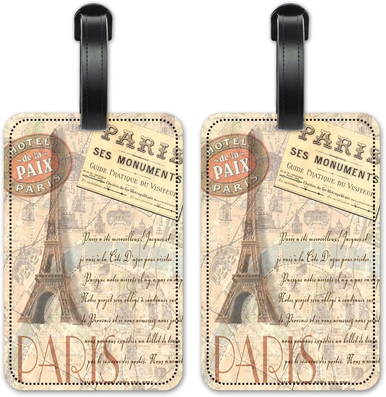 Paris - Luggage ID Tags - Suitcase Identification Cards - Set of 2