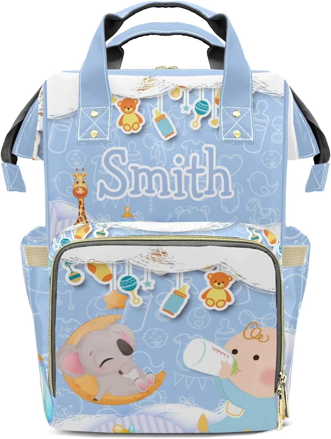 Personalized Cute Cartoon Tote Bag Backpacks Custom with Text Mommy Bag Gift for Mom Dad