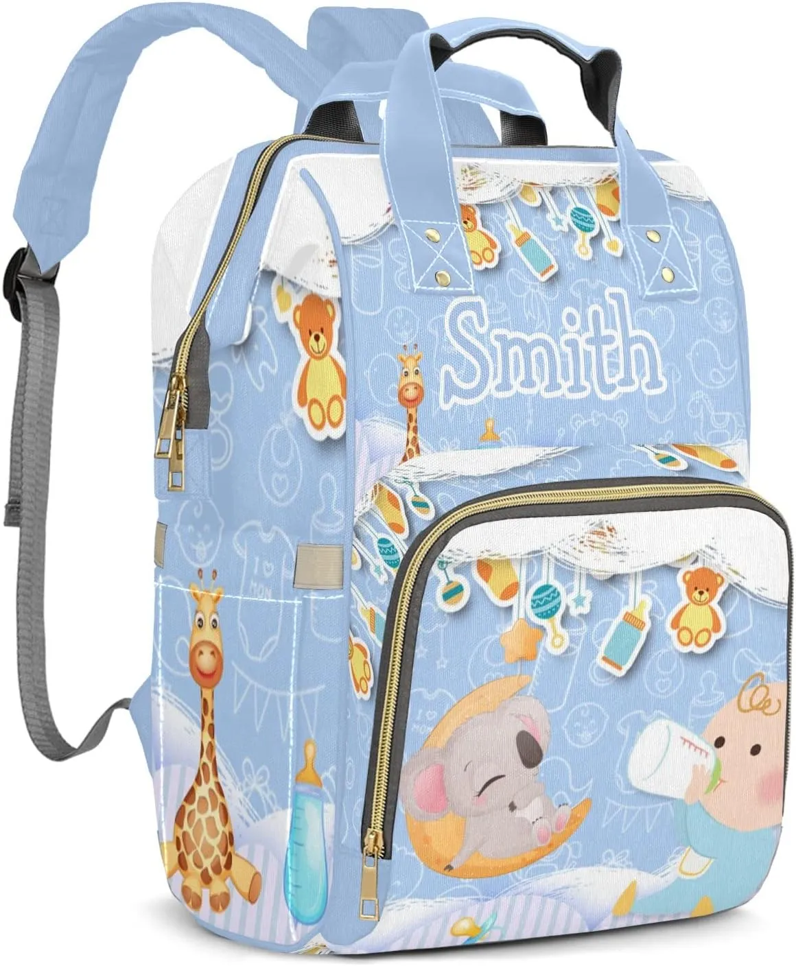 Personalized Cute Cartoon Tote Bag Backpacks Custom with Text Mommy Bag Gift for Mom Dad