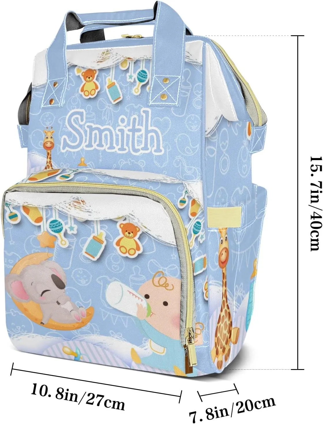 Personalized Cute Cartoon Tote Bag Backpacks Custom with Text Mommy Bag Gift for Mom Dad