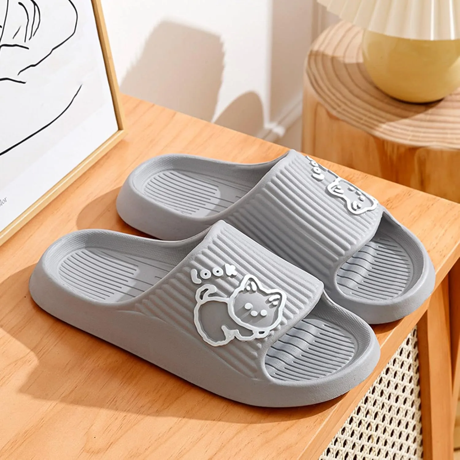 Pillow Slippers for Women and Men Shower Slides Non Slip Quick Drying Bathroom Ballerina Summer Slippers for Women