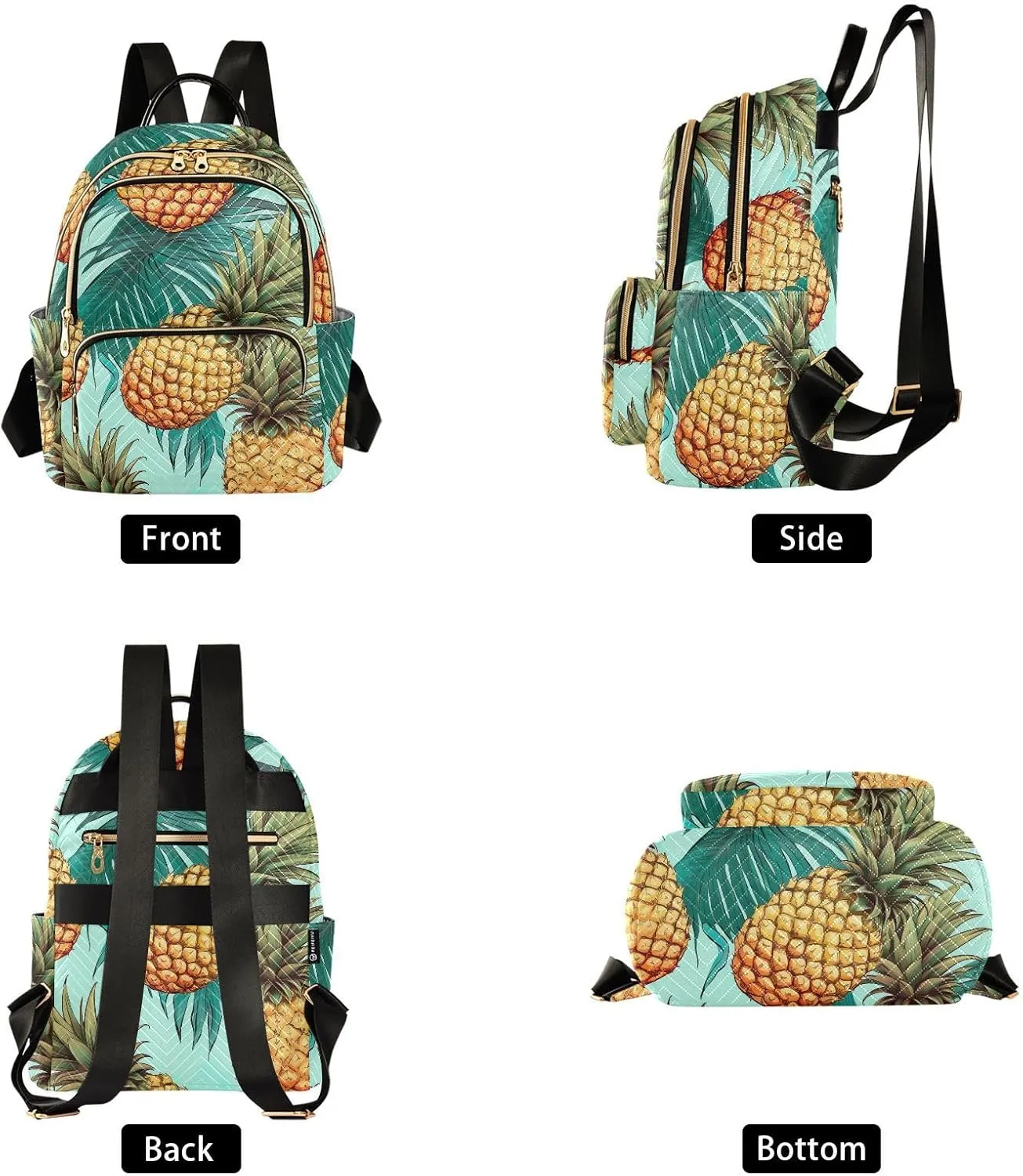 Pineapples Leaves Small Backpack Purse for Women Travel Diaper Bag Daypack Backpacks for Vacation Shopping