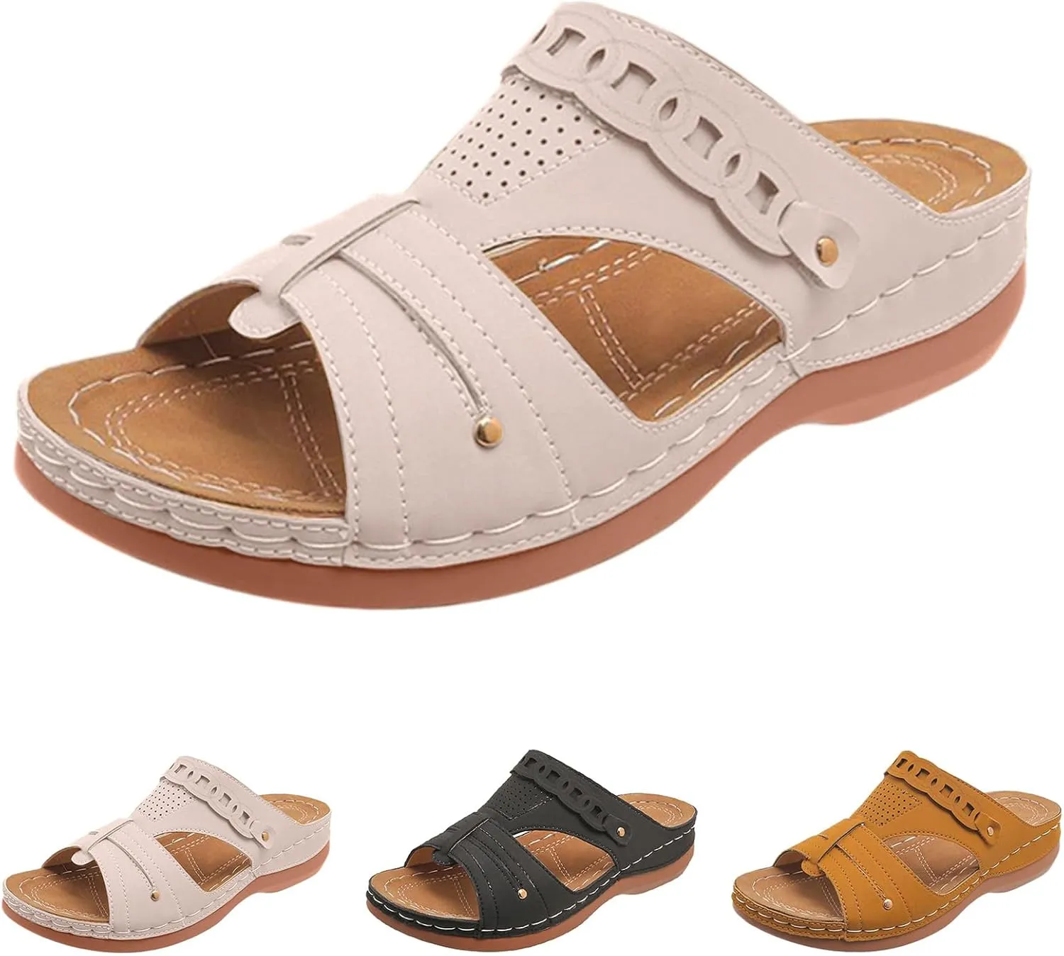 Platform Sandals for Women 2025 Dressy Comfortable Summer Slip On Orthopedic Sandals for Women, Open Toe Hollow Out Breathable Wedges Platform Walking Shoes Slippers