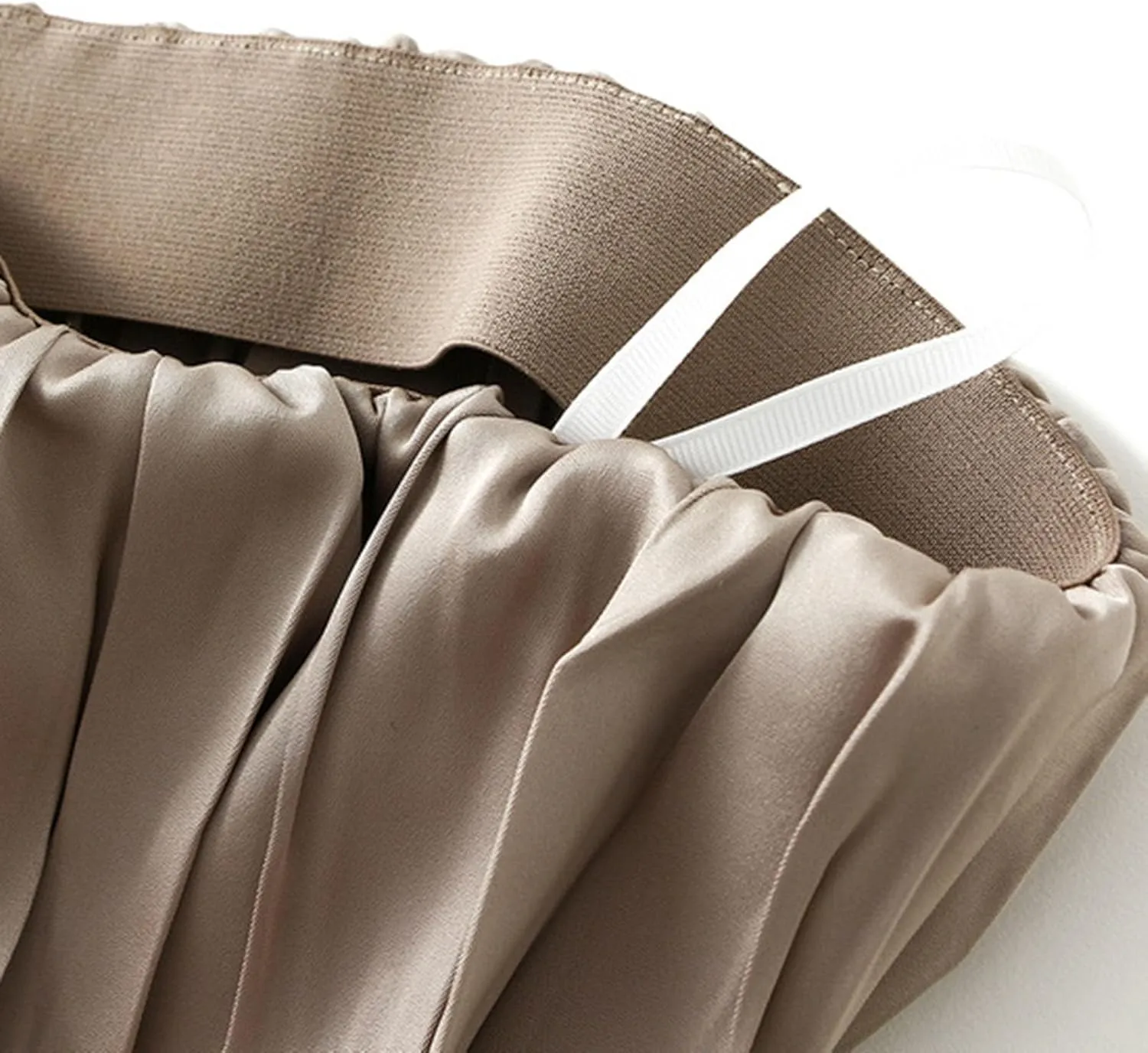 Pleated Midi Skirts for Women 2025 Summer Solid Color Flowy Swing A-Line Elastic Waisted Long Skirt