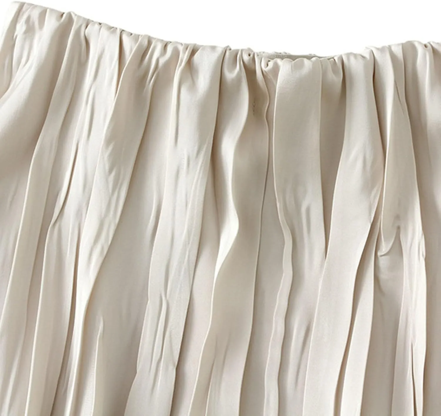 Pleated Midi Skirts for Women 2025 Summer Solid Color Flowy Swing A-Line Elastic Waisted Long Skirt