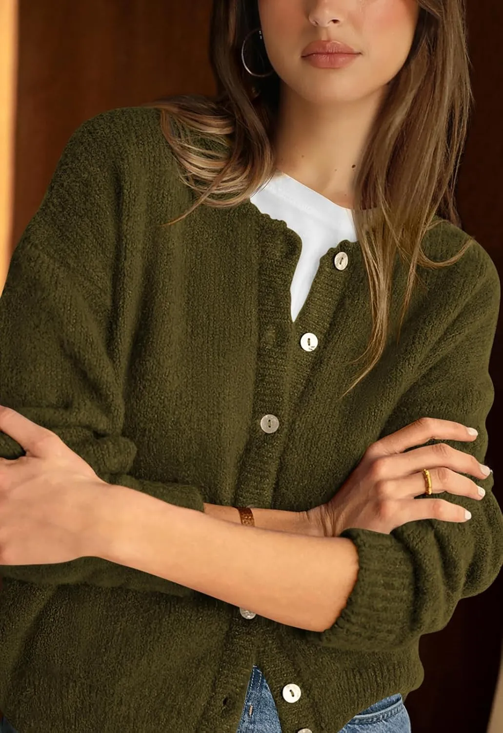 PRETTYGARDEN Long Sleeve Crewneck Button Down Womens Sweaters Spring Open Front Chunky Cardigan Sweaters for Women 2025
