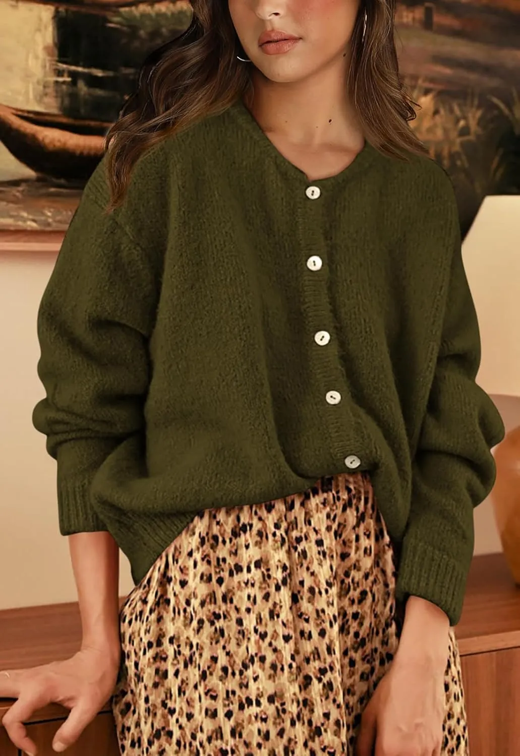 PRETTYGARDEN Long Sleeve Crewneck Button Down Womens Sweaters Spring Open Front Chunky Cardigan Sweaters for Women 2025