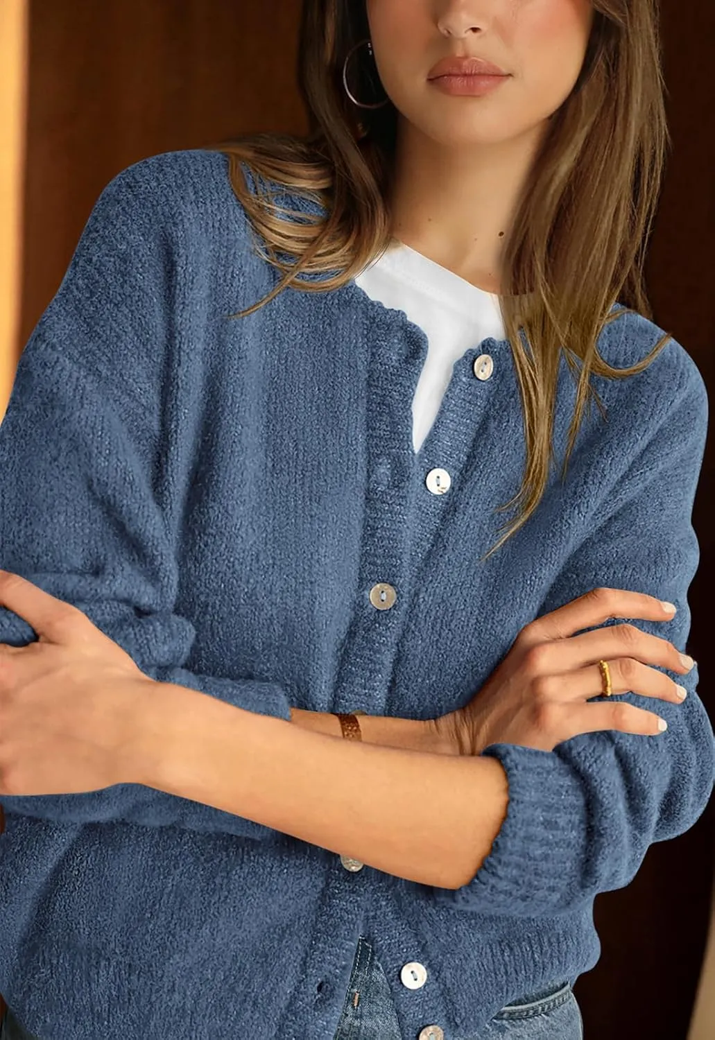 PRETTYGARDEN Long Sleeve Crewneck Button Down Womens Sweaters Spring Open Front Chunky Cardigan Sweaters for Women 2025