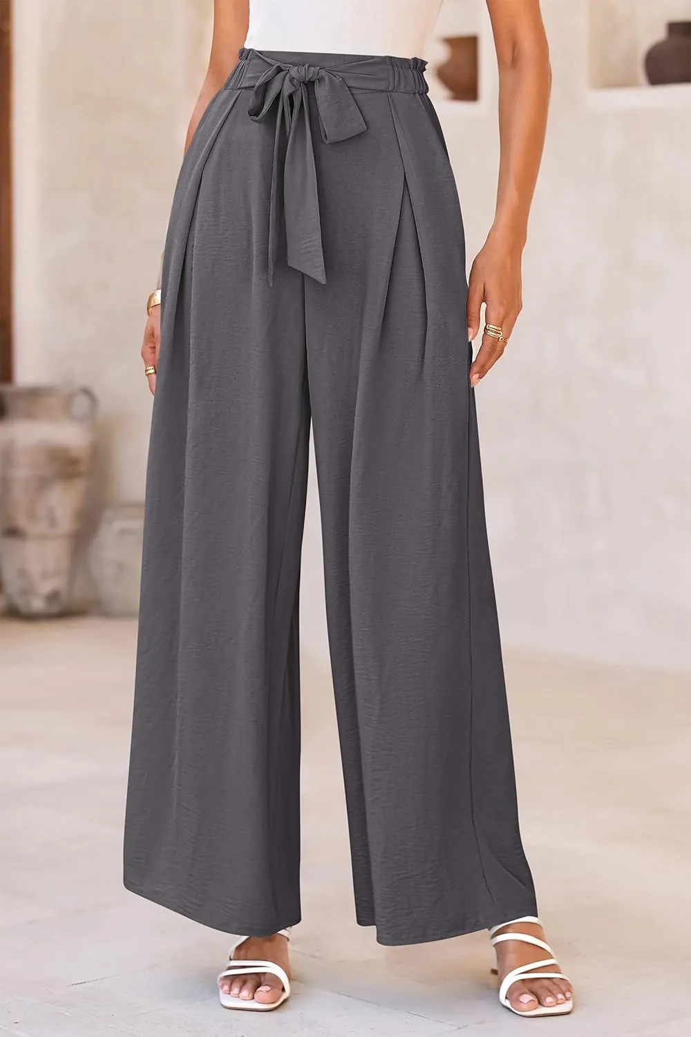 PRETTYGARDEN Women's Wide Leg Work Pants Business Casual High Waisted Loose Palazzo Trouser Summer Clothes