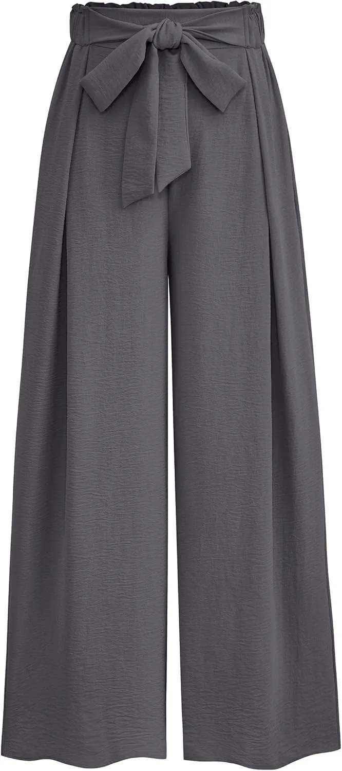 PRETTYGARDEN Women's Wide Leg Work Pants Business Casual High Waisted Loose Palazzo Trouser Summer Clothes