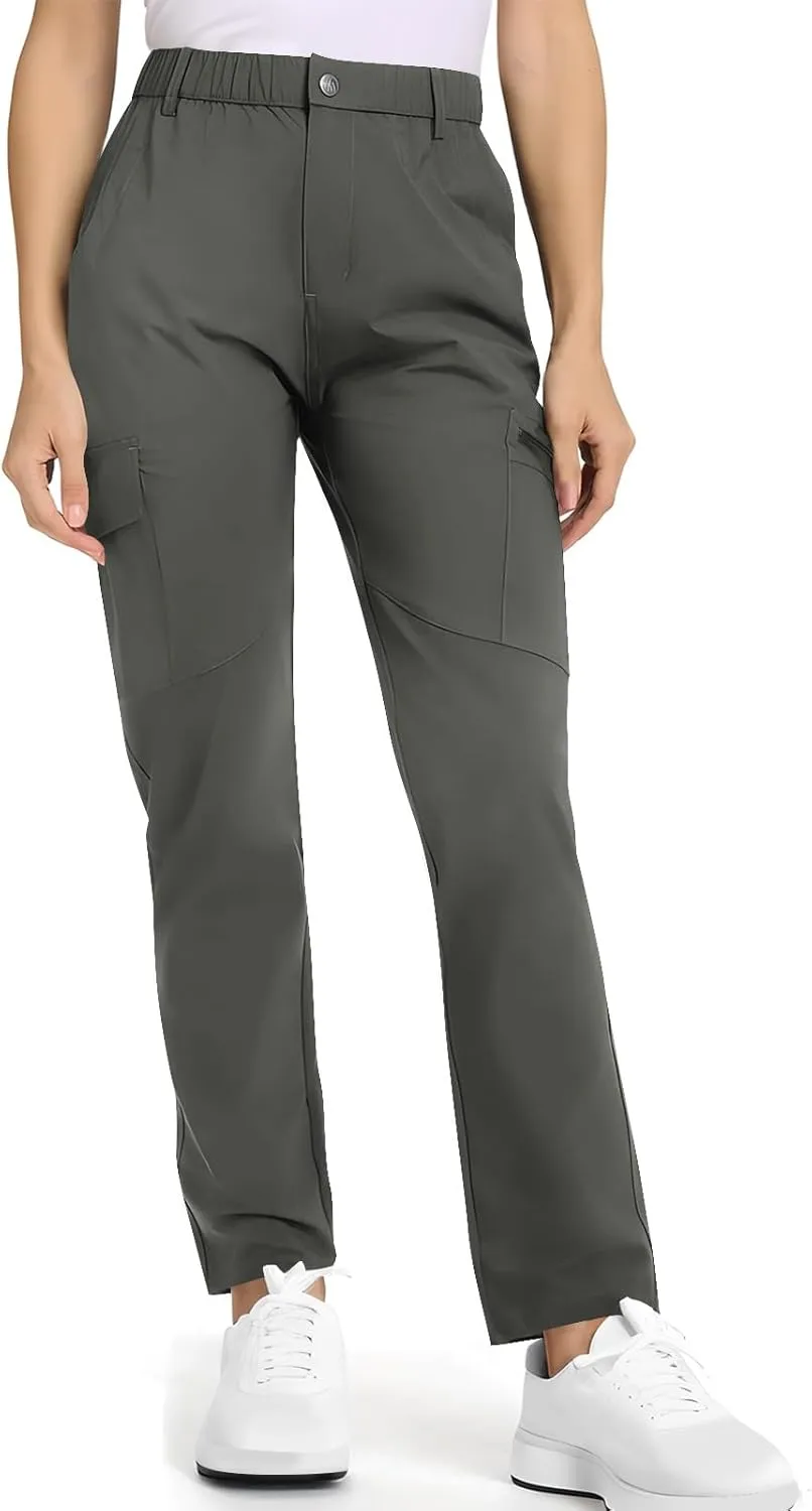 Quick Dry Cargo Pants for Women Lightweight Tactical Hiking Pants with Pockets Elastic Waist Tactical Trouser Bottoms