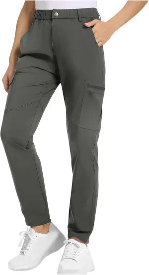 Quick Dry Cargo Pants for Women Lightweight Tactical Hiking Pants with Pockets Elastic Waist Tactical Trouser Bottoms