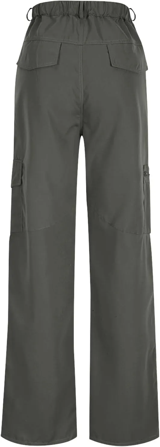 Quick Dry Cargo Pants for Women Lightweight Tactical Hiking Pants with Pockets Elastic Waist Tactical Trouser Bottoms