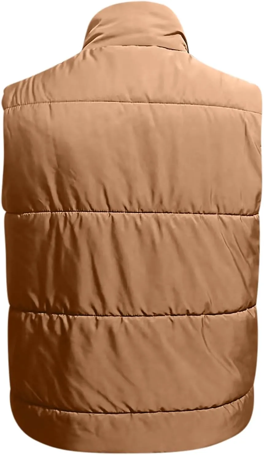 Quilted Vest for Women Lightweight Puffer Vest Warm Winter Coat Full Zip Down Vest Casual Stand Collar Jackets