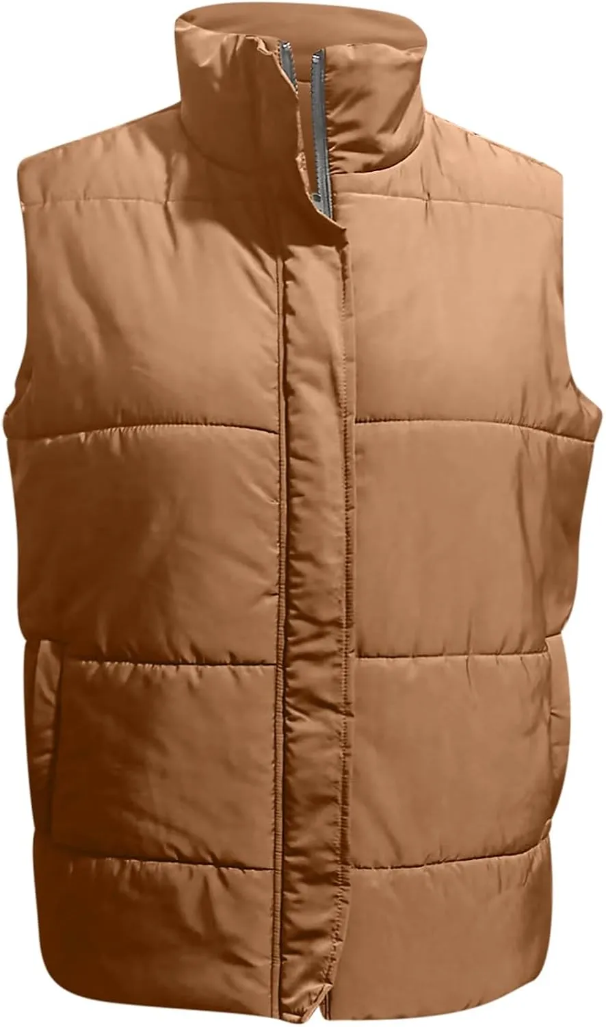 Quilted Vest for Women Lightweight Puffer Vest Warm Winter Coat Full Zip Down Vest Casual Stand Collar Jackets
