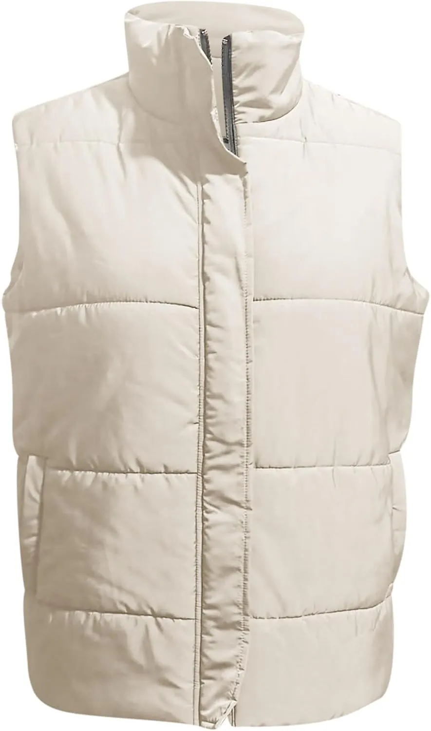 Quilted Vest for Women Lightweight Puffer Vest Warm Winter Coat Full Zip Down Vest Casual Stand Collar Jackets