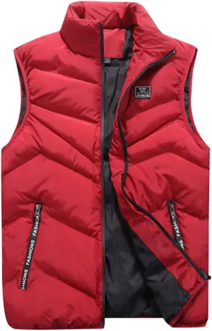 QWENTMTNTY Mens Outerwear Puffer Vests Casual Sleeveless Windbreakers Jackets Removable Hood Big Tall Cotton Quilted Jackets