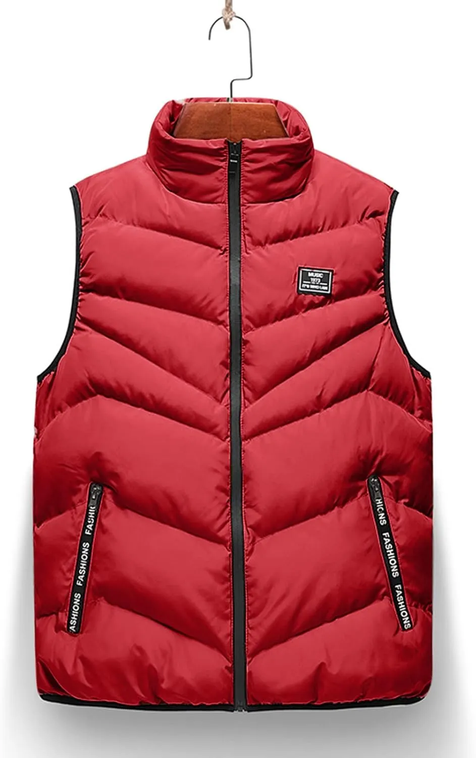 QWENTMTNTY Mens Outerwear Puffer Vests Casual Sleeveless Windbreakers Jackets Removable Hood Big Tall Cotton Quilted Jackets